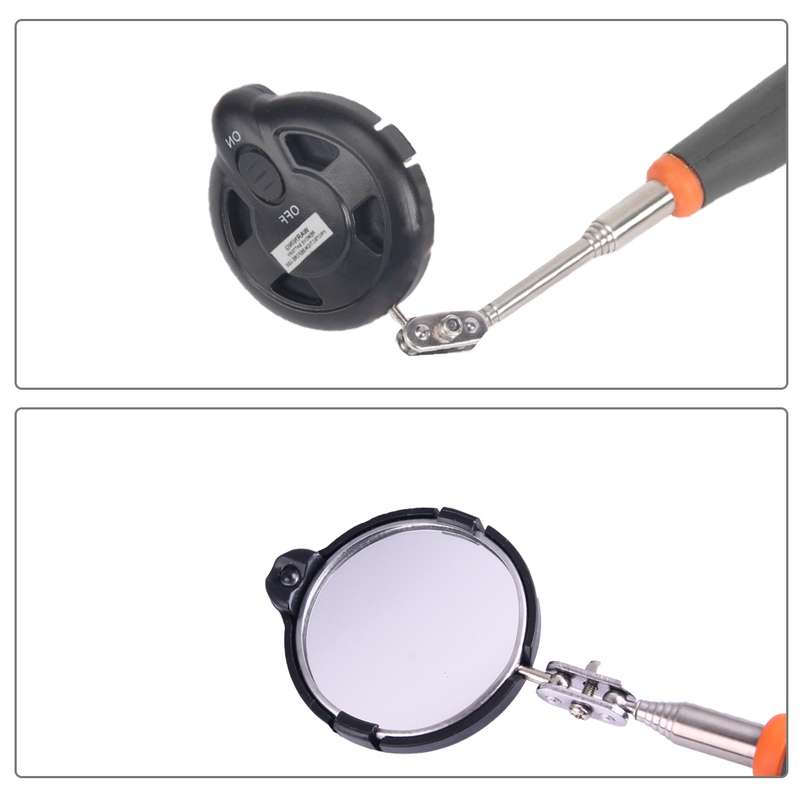 Retractable Vehicle Car Chassis Telescoping Inspection Mirror with 1 PCS 5mm LED Light, Mirror Diame