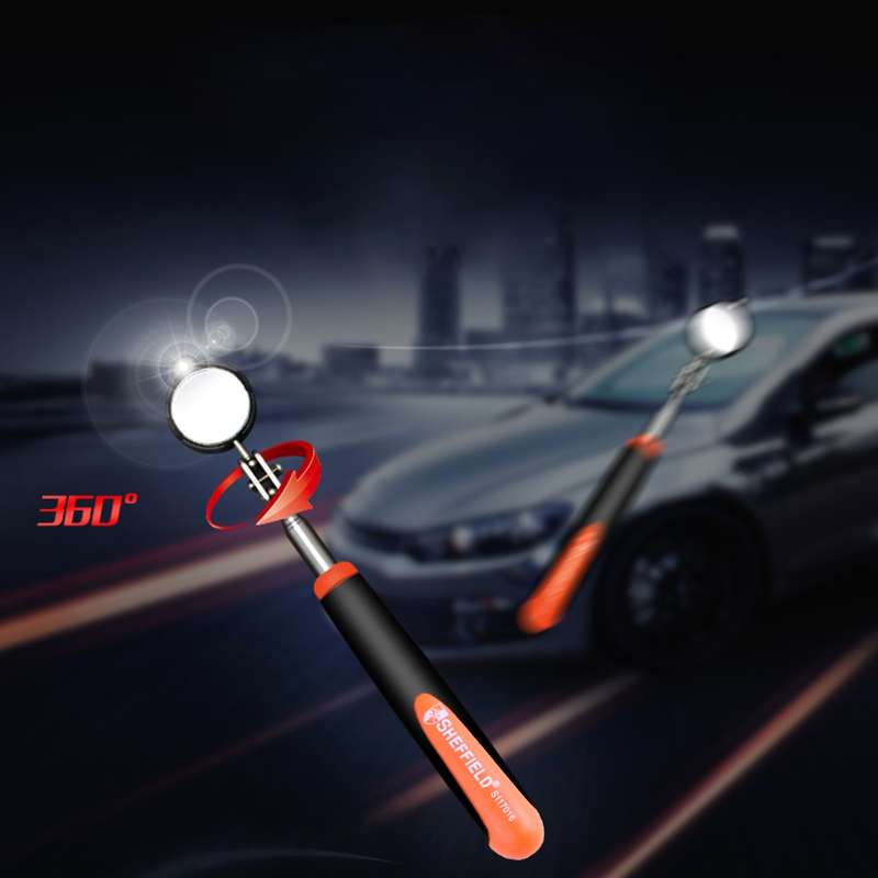 Retractable Vehicle Car Chassis Telescoping Inspection Mirror with 1 PCS 5mm LED Light, Mirror Diame
