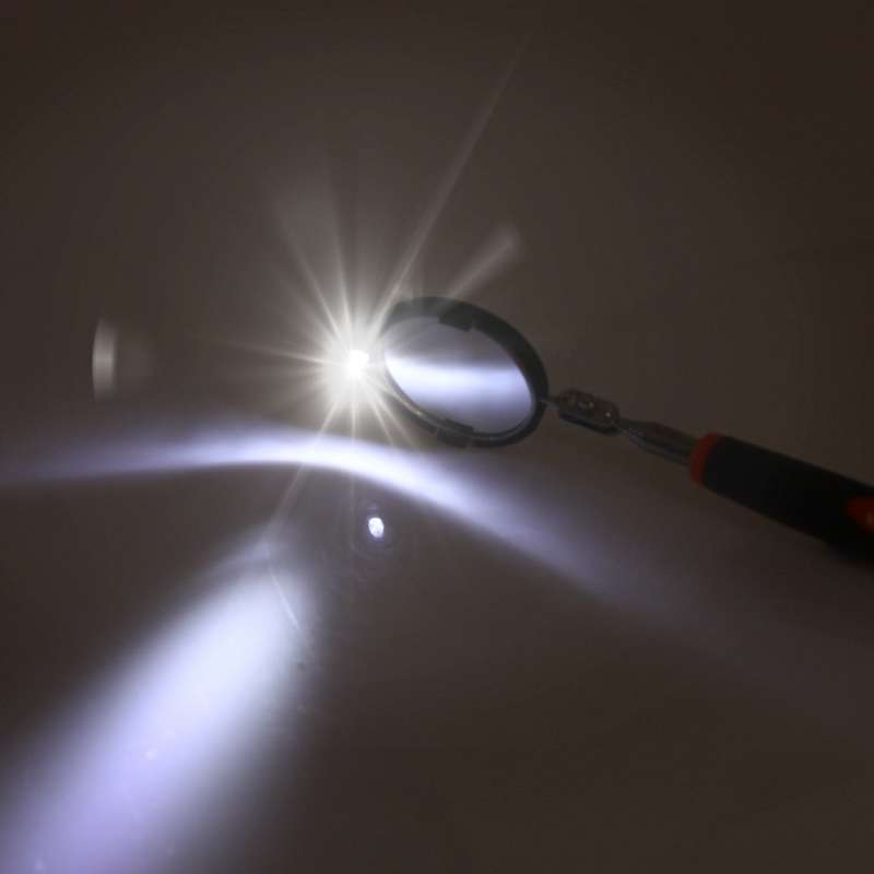 Retractable Vehicle Car Chassis Telescoping Inspection Mirror with 1 PCS 5mm LED Light, Mirror Diame