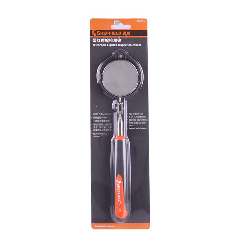 Retractable Vehicle Car Chassis Telescoping Inspection Mirror with 1 PCS 5mm LED Light, Mirror Diame