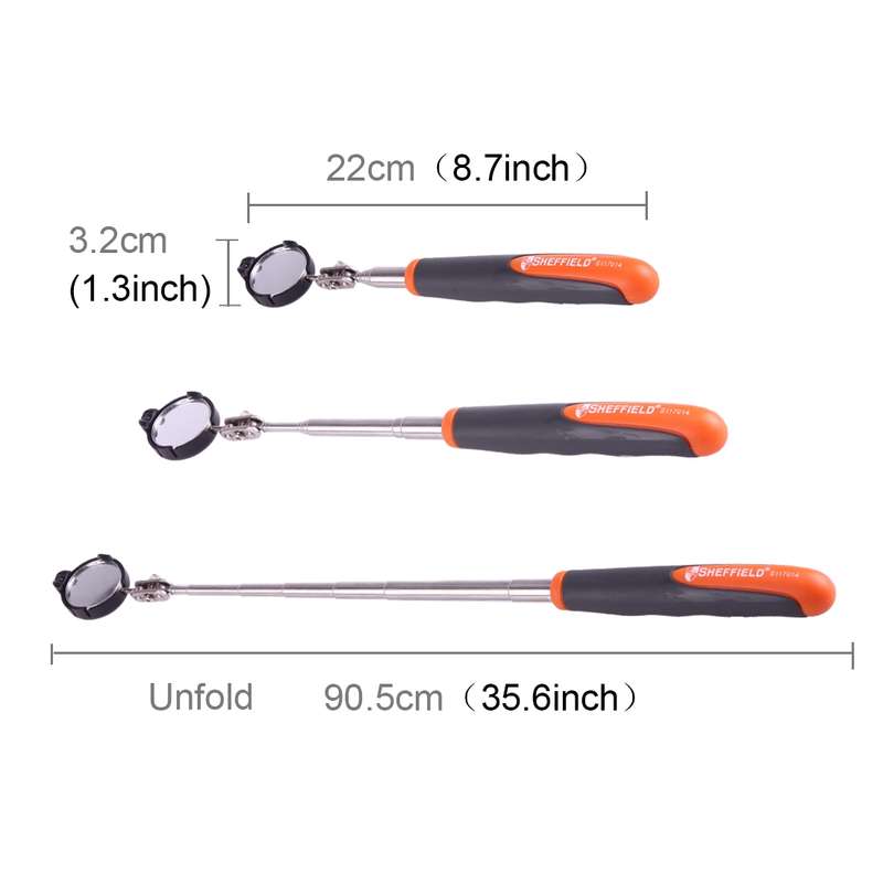 Retractable Vehicle Car Chassis Telescoping Inspection Mirror with 1 PCS 3mm LED Light, Mirror Diame