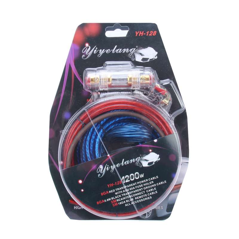 YH-128 1200W Car Amplifier Audio Power Cable Subwoofer Wiring Installation Kit with High Performance