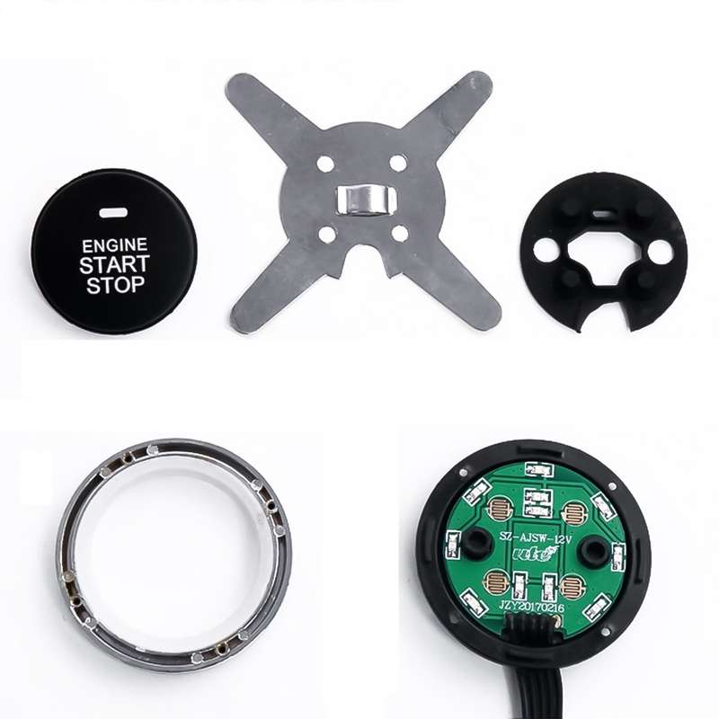 Smart Car Switch Car Engine Start Stop Switch Car Push Start Switch, with RFID Alarm System, Blue Li