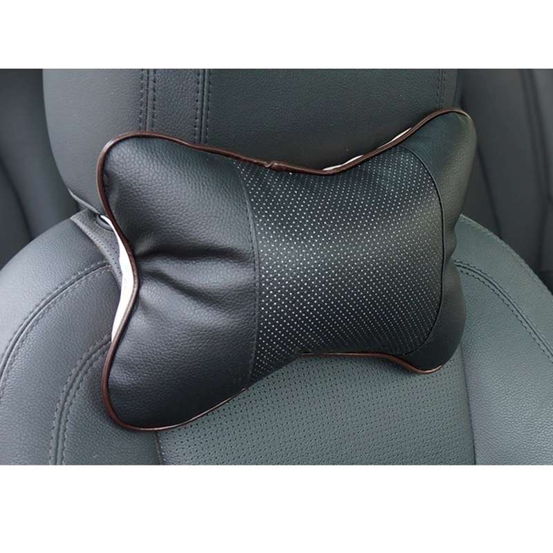 Four Seasons Breathable Leather Surface Car Neck Pillow Head Pillow(Grey)