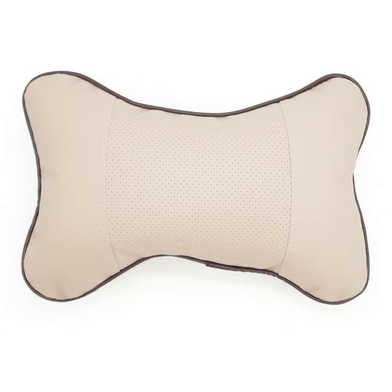 Four Seasons Breathable Leather Surface Car Neck Pillow Head Pillow(Grey)