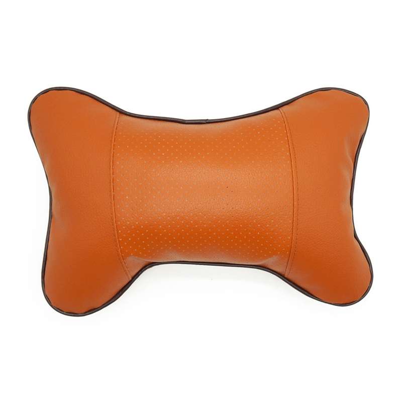 Four Seasons Breathable Leather Surface Car Neck Pillow Head Pillow(Grey)