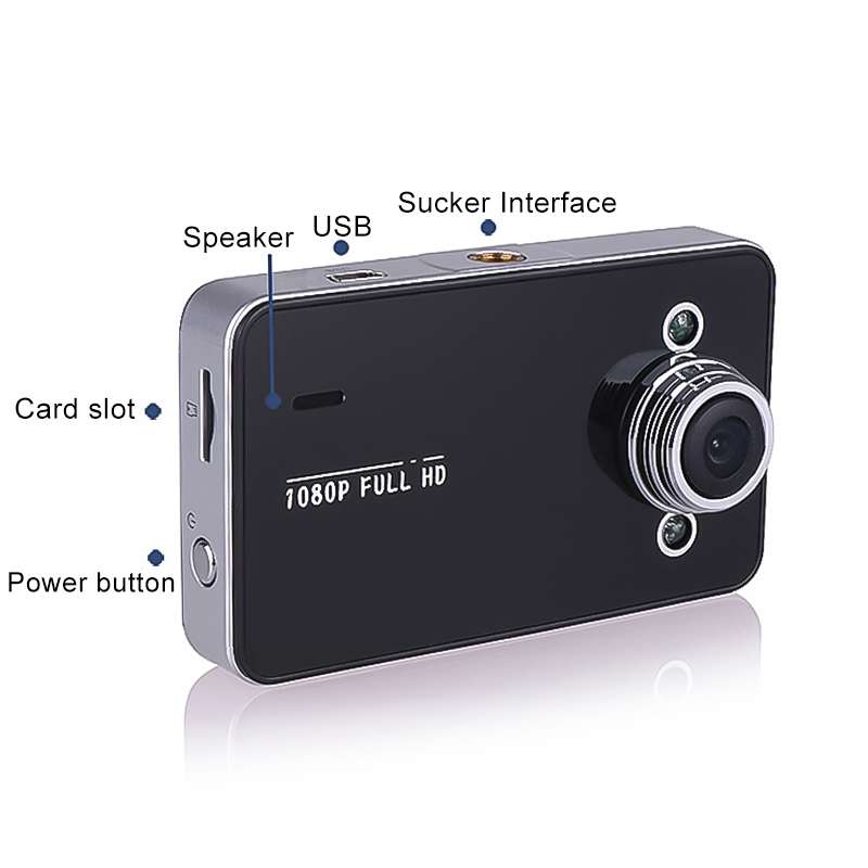 K6000 2.3 inch 90 Degrees Wide Angle Full HD 720P Video Car DVR, Support TF Card (32GB Max) / Motion