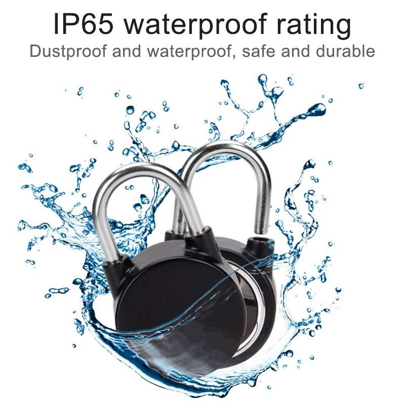 Waterproof Intelligent Bluetooth Fingerprint Padlock Remote Unlocking for iOS / Android(Black)