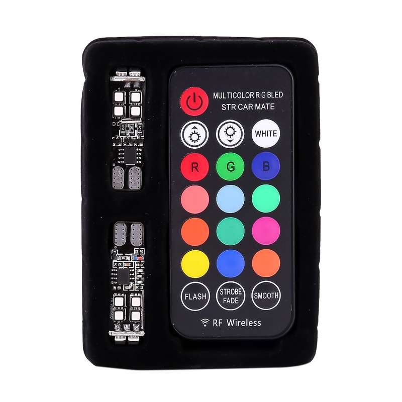 2 PCS W5W 194 T10 Multi Colors 10 SMD 3535 LED Car Clearance Light Marker Light with Remote Control,