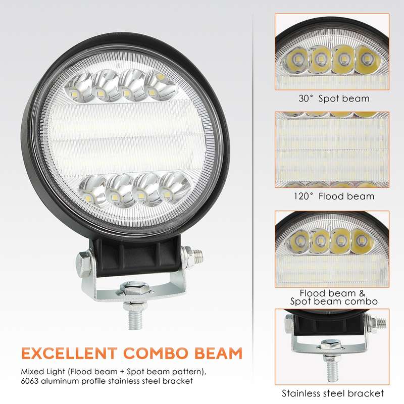 2 PCS 4 inch 15W Spot / Flood Light White Light Round-Shaped Waterproof Car SUV Work Lights Spotligh