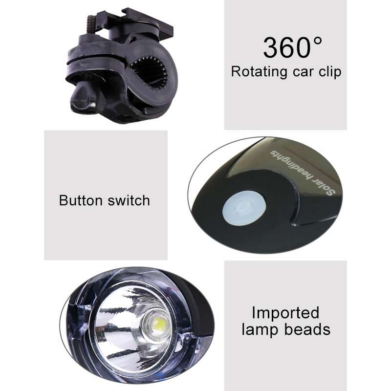 3W 240LM USB Solar Energy Motorcycle / Bicycle Front Light (Black)