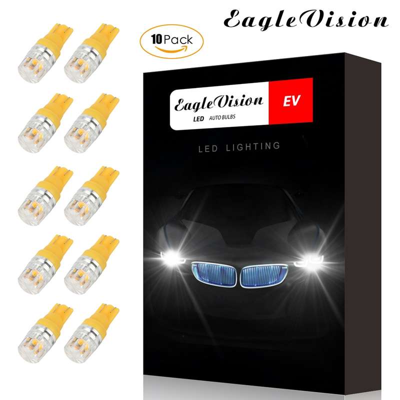 10 PCS T10 2W 100LM IP67 LEDs Bulbs Prismatic Shape Car Lens Decoder Mini Lamps DC 12V, with 2LEDs S