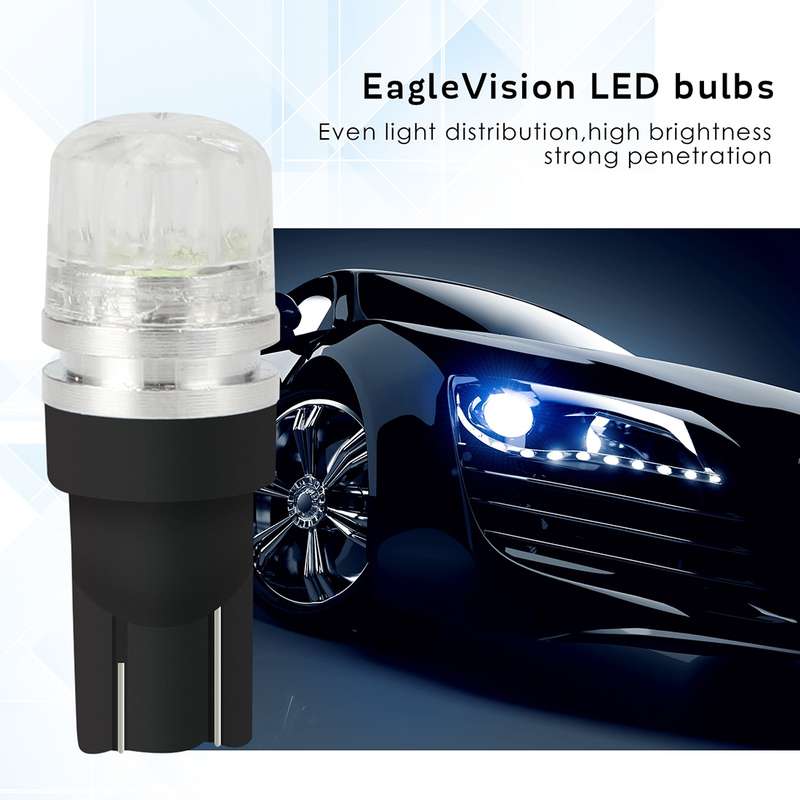 10 PCS T10 2W 100LM IP67 LEDs Bulbs Prismatic Shape Car Lens Decoder Mini Lamps DC 12V, with 2LEDs S