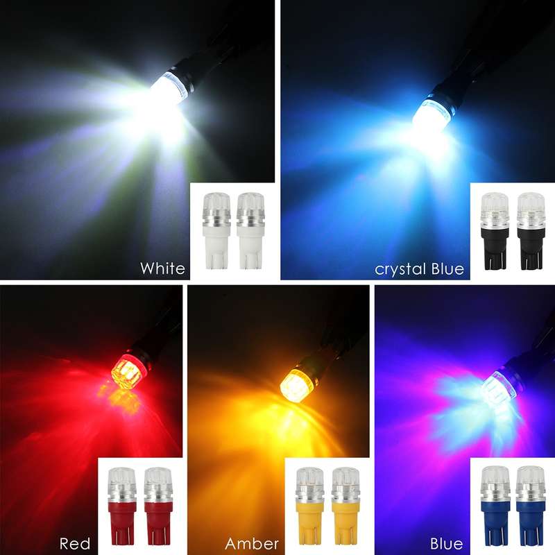 10 PCS T10 2W 100LM IP67 LEDs Bulbs Prismatic Shape Car Lens Decoder Mini Lamps DC 12V, with 2LEDs S