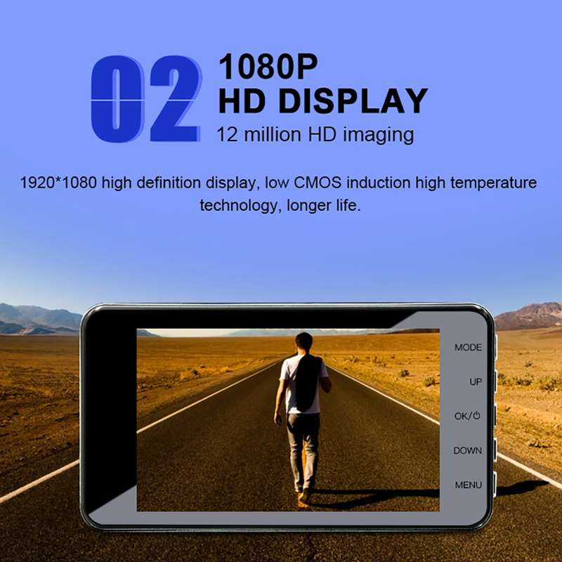 J20-1 2.5D 4 inch 170 Degrees Wide Angle Full HD 1080P Video Car DVR, Support TF Card / Motion Detec