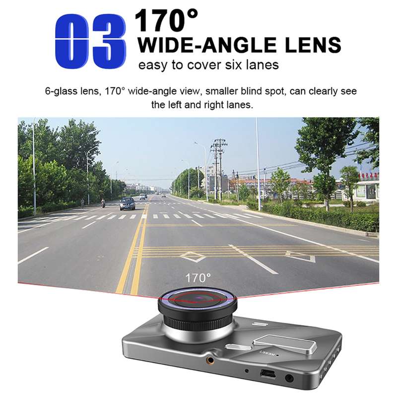 J20-1 2.5D 4 inch 170 Degrees Wide Angle Full HD 1080P Video Car DVR, Support TF Card / Motion Detec