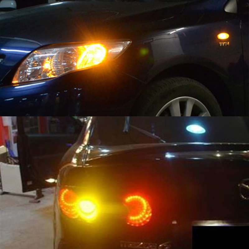 10 PCS 7443 3W Car Turn Light with Glass Shell, DC 12V (Warm White)