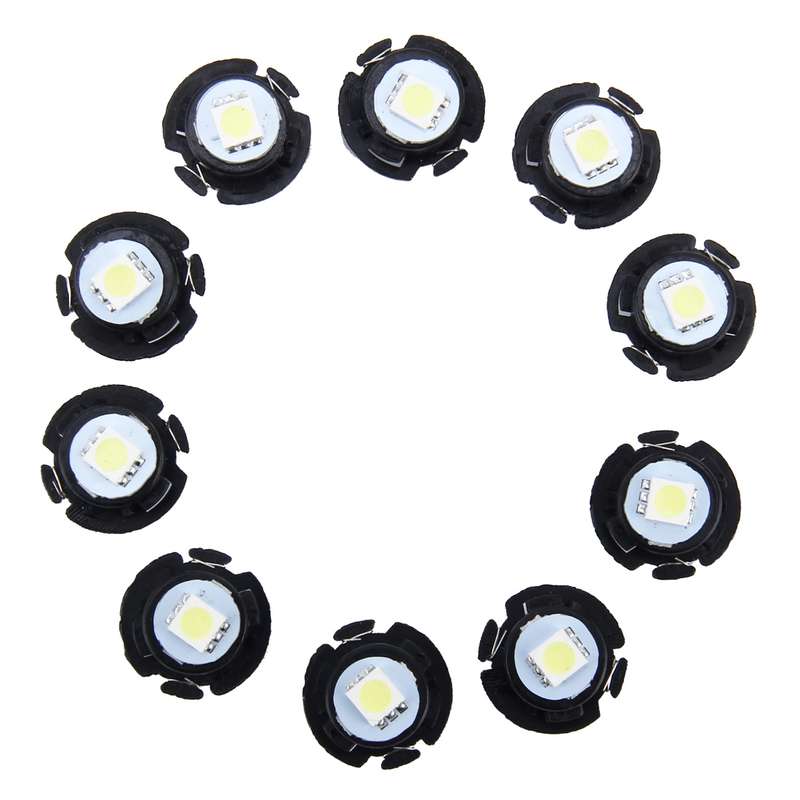 10 PCS 0.3W T6.5 Wedge Instrument Panel LED Light Dashboard Gauge Cluster Indicator Lamp Bulb(White