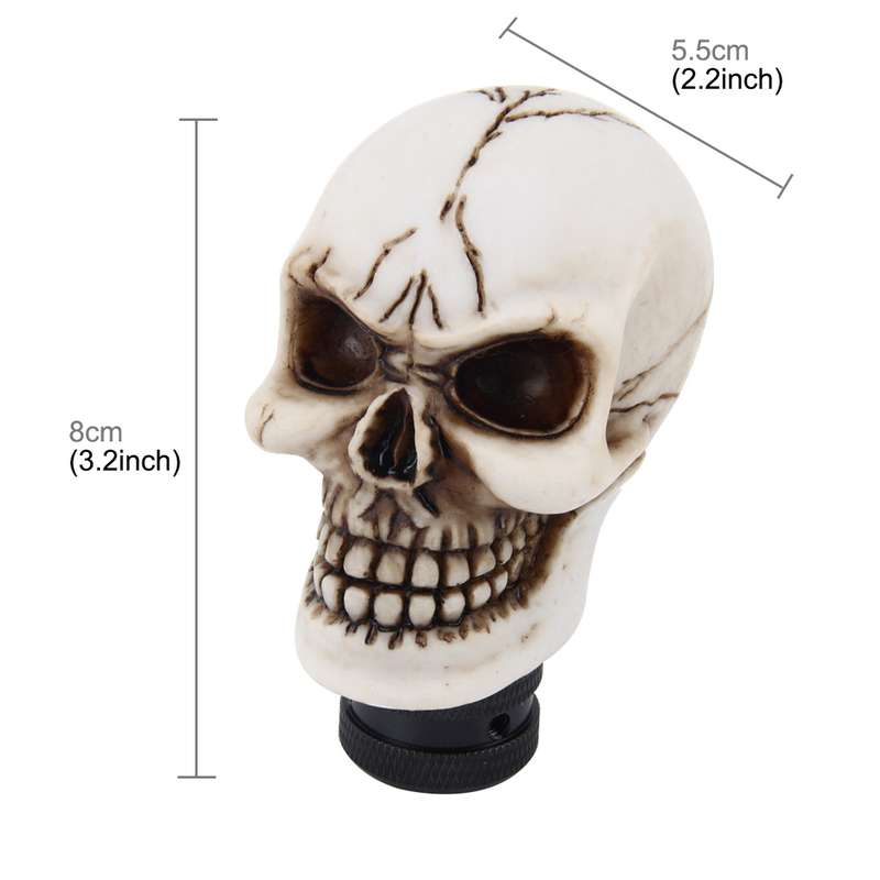 Universal Skull Head Shape ABS Manual or Automatic Gear Shift Knob with Three Rubber Covers Fit for