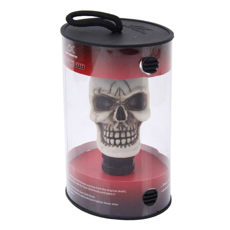 Universal Skull Head Shape ABS Manual or Automatic Gear Shift Knob with Three Rubber Covers Fit for