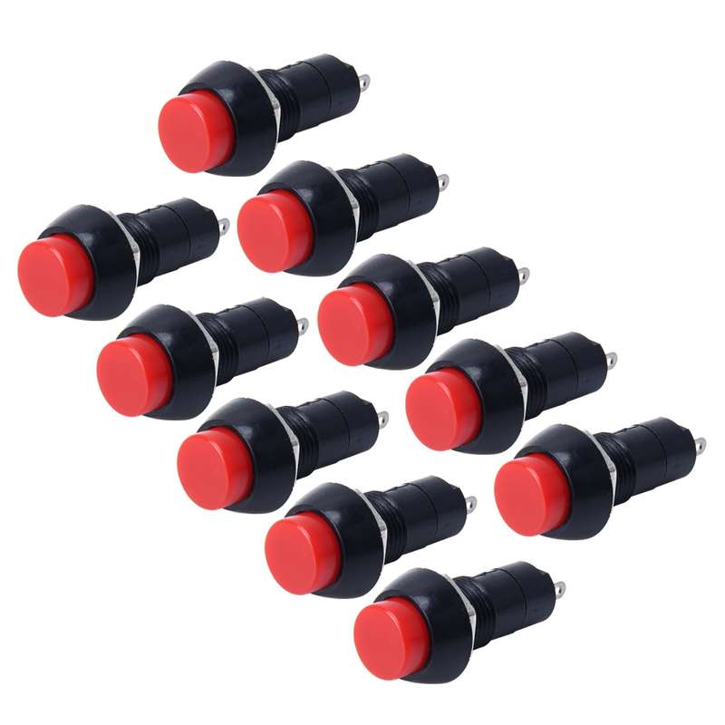 10 PCS Car Auto Universal DIY 2 Pin Round Cap OFF- ON Push Button