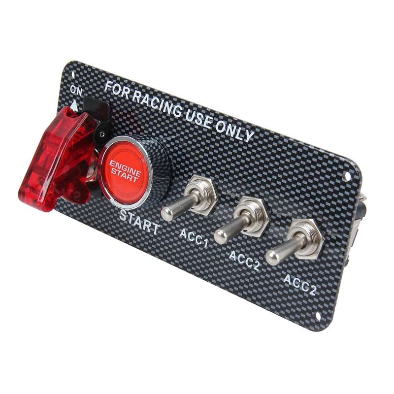 12V / 30A Carbon Fiber Racing Car 12V LED Ignition Switch Panel Engine Start Push Button LED Car Pan