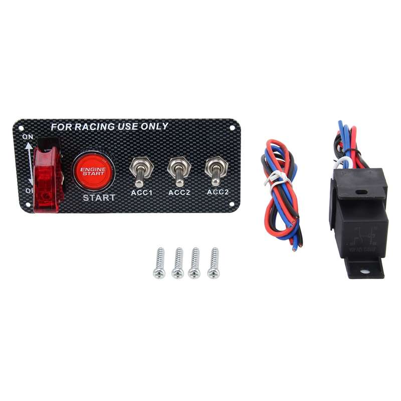 12V / 30A Carbon Fiber Racing Car 12V LED Ignition Switch Panel Engine Start Push Button LED Car Pan