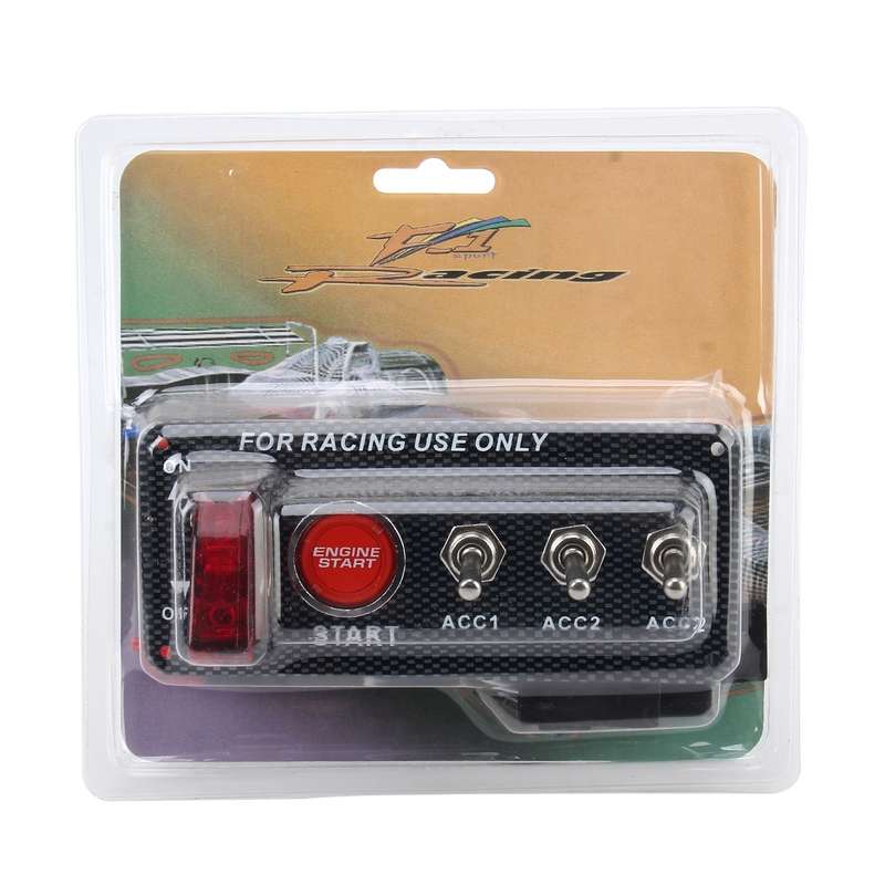 12V / 30A Carbon Fiber Racing Car 12V LED Ignition Switch Panel Engine Start Push Button LED Car Pan