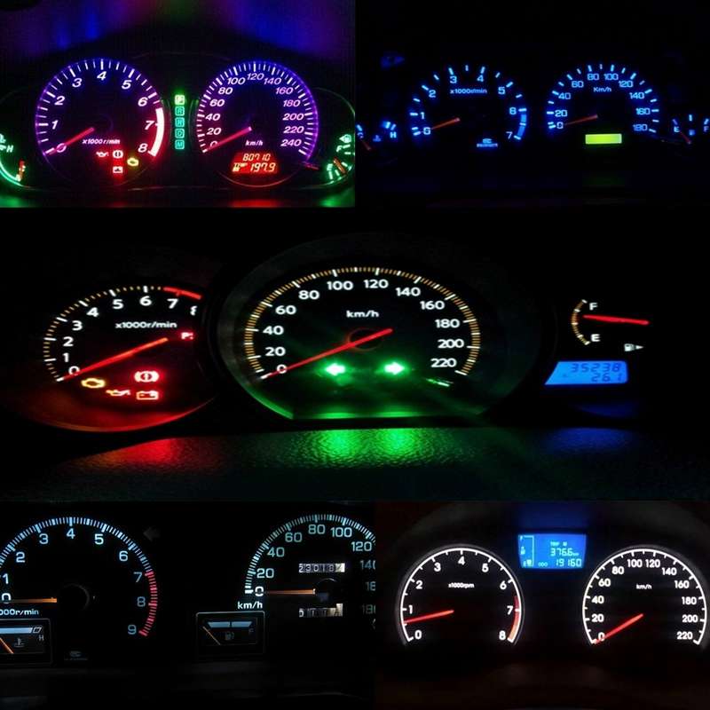 10 PCS 2W T3 Wedge Instrument Panel LED Light Dashboard Gauge Cluster Indicator Lamp Bulb(Ice Blue L