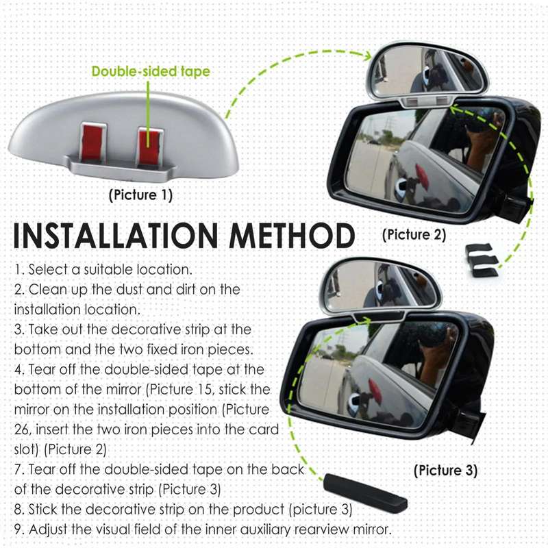 3R-092 Car Blind Spot Right Rear View Wide Angle Adjustable Mirror (Silver)