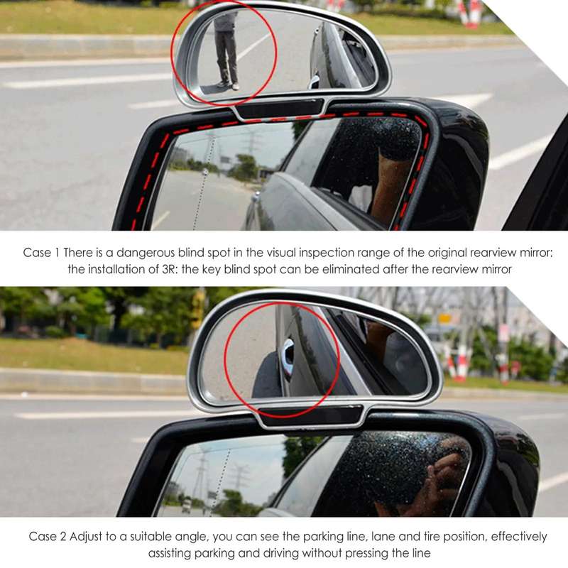 3R-092 Car Blind Spot Right Rear View Wide Angle Adjustable Mirror (Silver)
