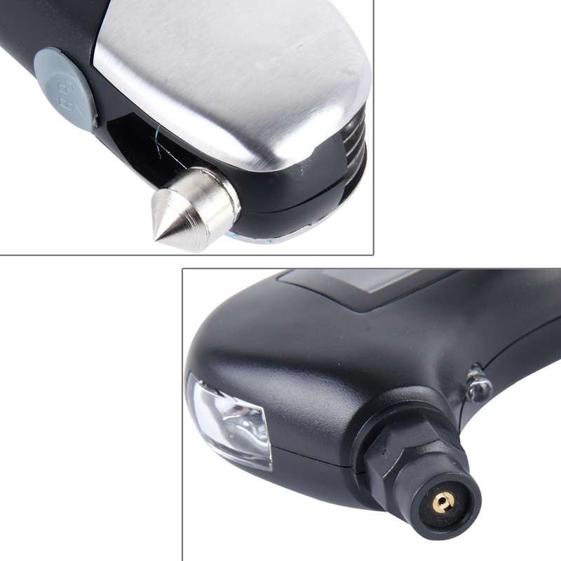 9 in 1 Digital Tire Pressure Gauge Multi-function Safety Hammer with Swiss Style Army Knife, Flashli