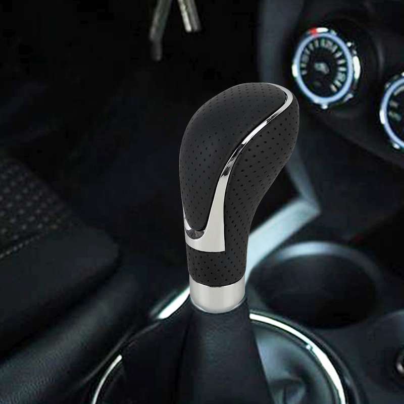 Universal Car PU Leather and Metal Gear Shift Knob Modified Auto Car Transmission Shift Lever Knob(B