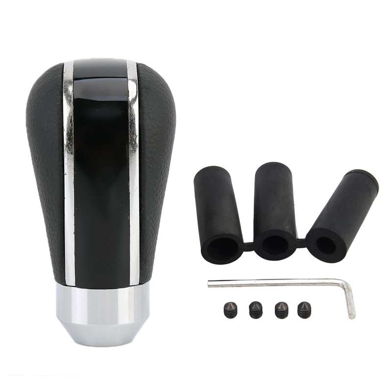 Universal Car Leather Metal Gear Shift Knob Modified Car Auto Transmission Shift Lever Knob(Black)