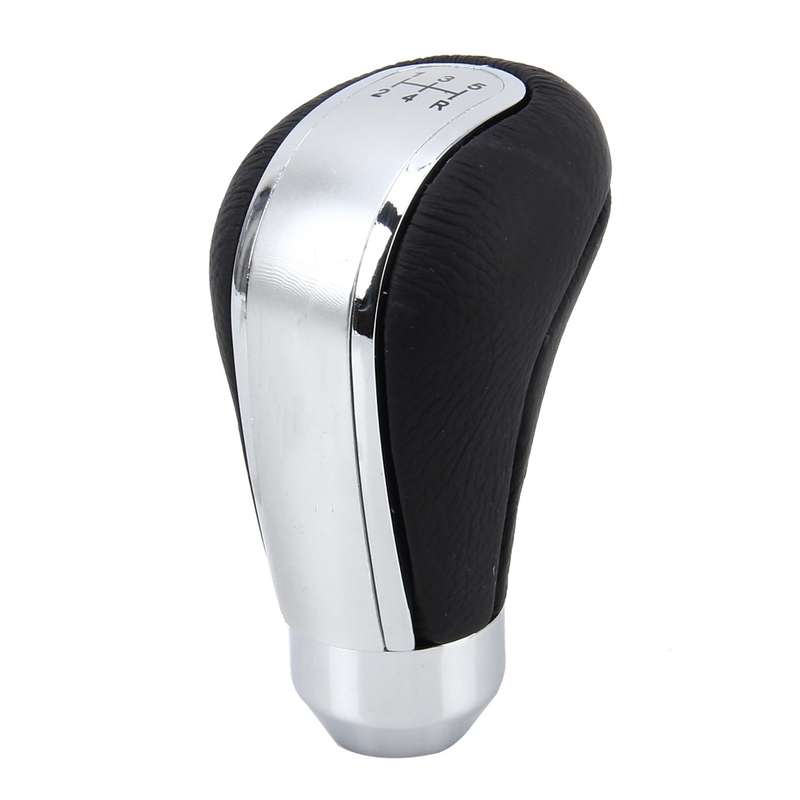 Universal Car Leather Metal Gear Shift Knob Modified Car Auto Transmission Shift Lever Knob(Silver)