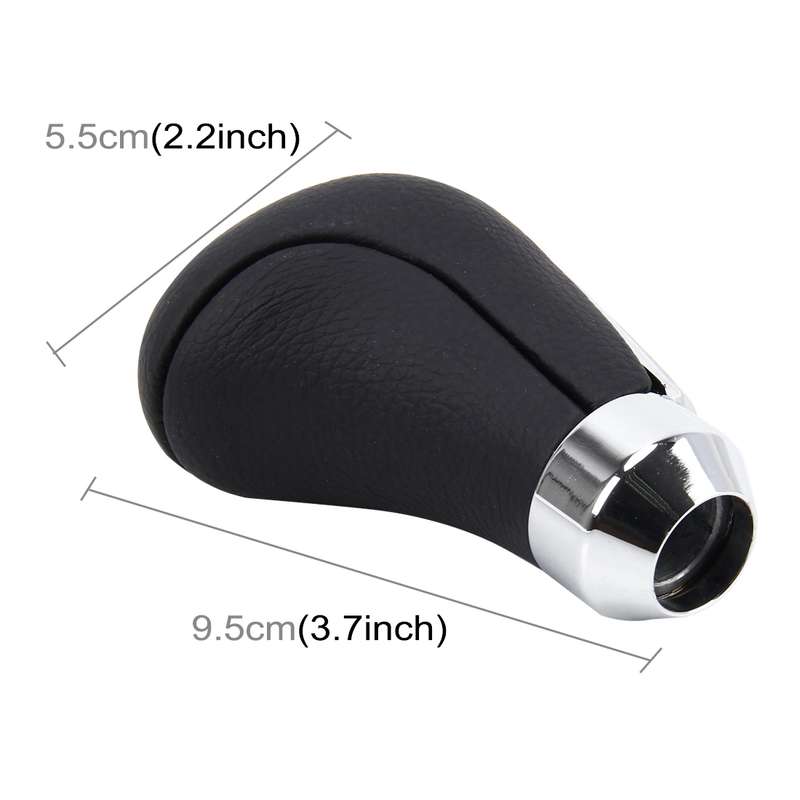 Universal Car Leather Metal Gear Shift Knob Modified Car Auto Transmission Shift Lever Knob(Silver)