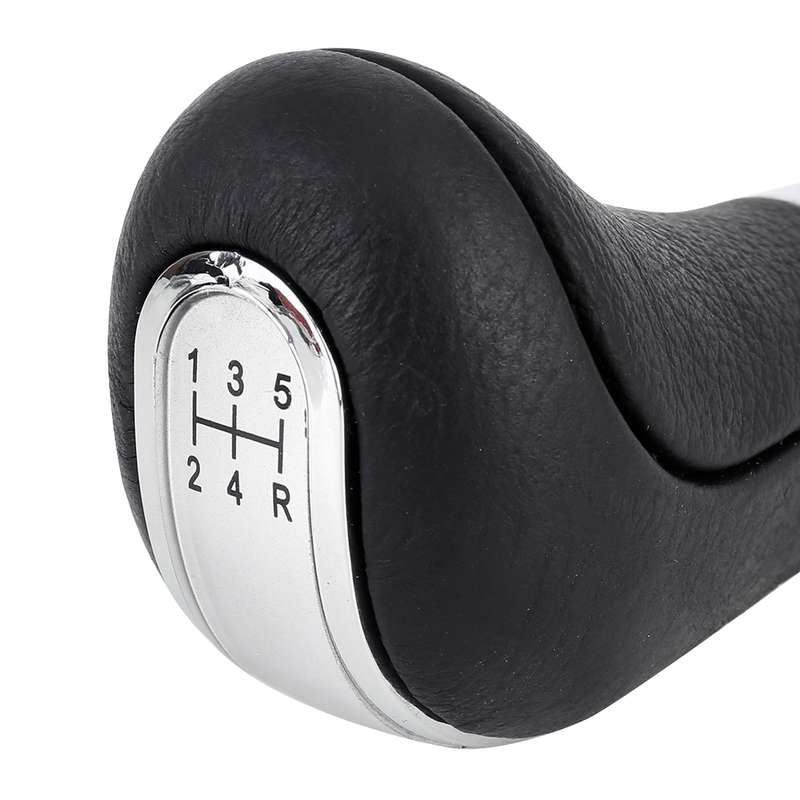 Universal Car Leather Metal Gear Shift Knob Modified Car Auto Transmission Shift Lever Knob(Silver)