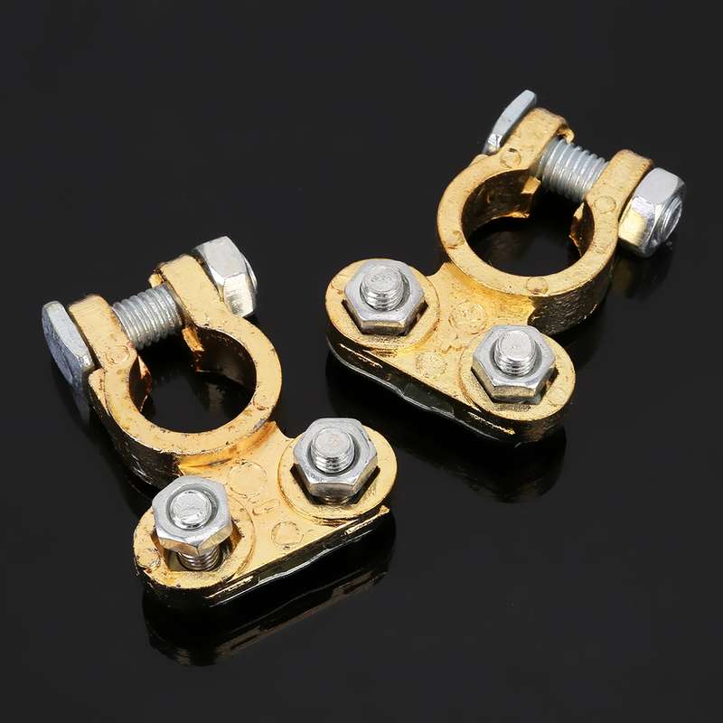 2 PCS Positive and Negative Car U Shape Metal Battery Connectors Terminals Clamps Clips, L Size, Inn