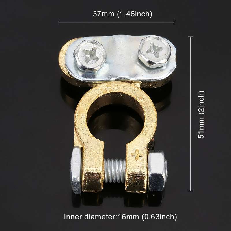 2 PCS Positive and Negative Car U Shape Metal Battery Connectors Terminals Clamps Clips, L Size, Inn