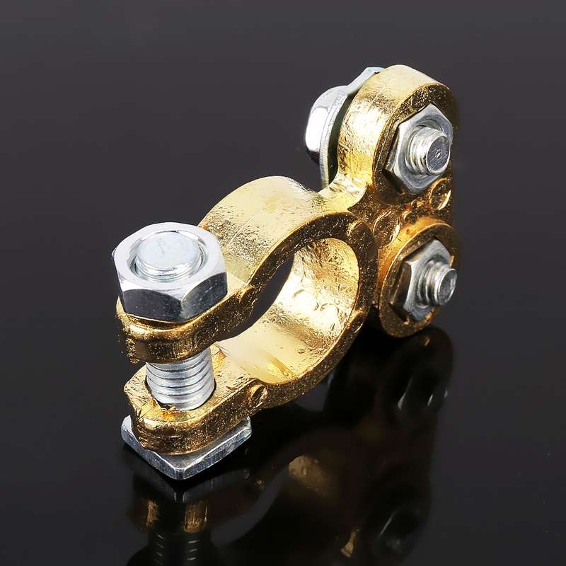 2 PCS Positive and Negative Car U Shape Metal Battery Connectors Terminals Clamps Clips, L Size, Inn