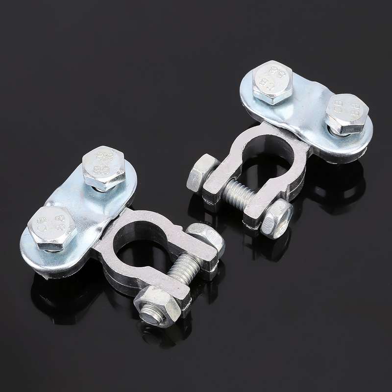 2 PCS Positive and Negative Car U Shape Metal Battery Connectors Terminals Clamps Clips, S Size, Inn