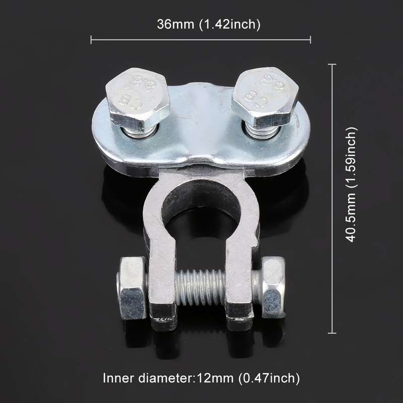 2 PCS Positive and Negative Car U Shape Metal Battery Connectors Terminals Clamps Clips, S Size, Inn
