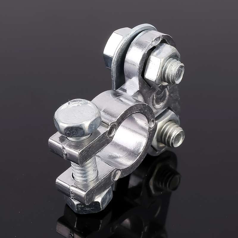 2 PCS Positive and Negative Car U Shape Metal Battery Connectors Terminals Clamps Clips, S Size, Inn