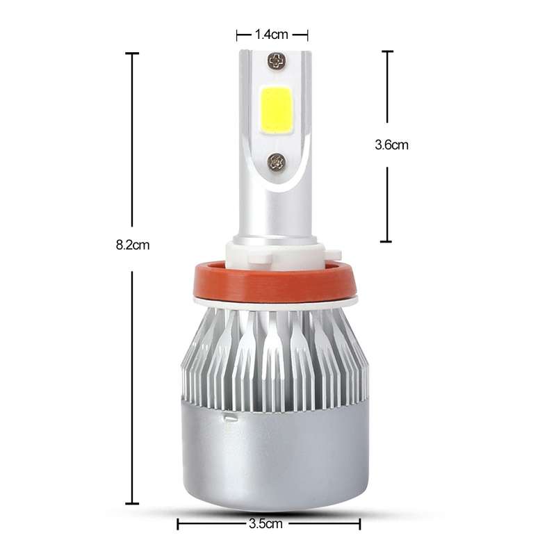 2 PCS H8/H9/H11 18W 1800 LM 8000K IP68 Casnbus Constant Current Car LED Headlight with 2 COB Lamps,