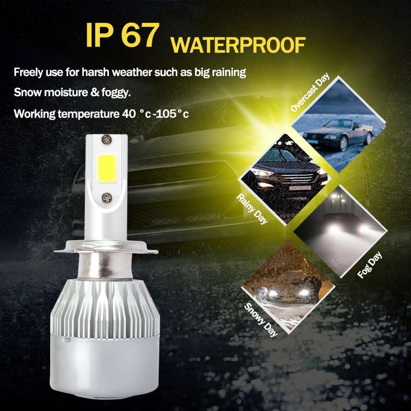 2 PCS H7 18W 1800 LM 8000K IP68 Casnbus Constant Current Car LED Headlight with 2 COB Lamps, DC 9-36