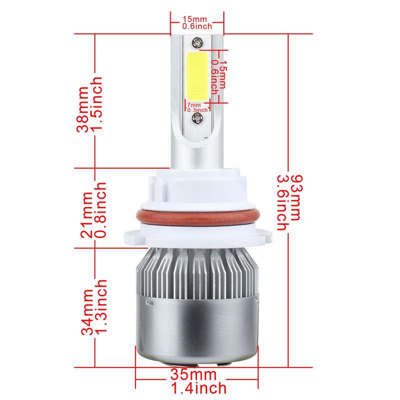 2 PCS 9007 18W 1800 LM 6000K IP68 Casnbus Constant Current Car LED Headlight with 2 COB Lamps, DC 9-