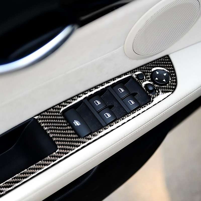 Car Carbon Fiber Window Lift Panel With Folding Key Soild Decorative Sticker for Left Drive BMW Z4
