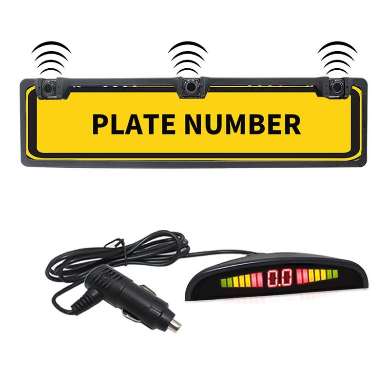 PZ300L-W Wireless Europe Car License Plate Frame Parking Sensors Reversing Radar with 3 Radar Detect