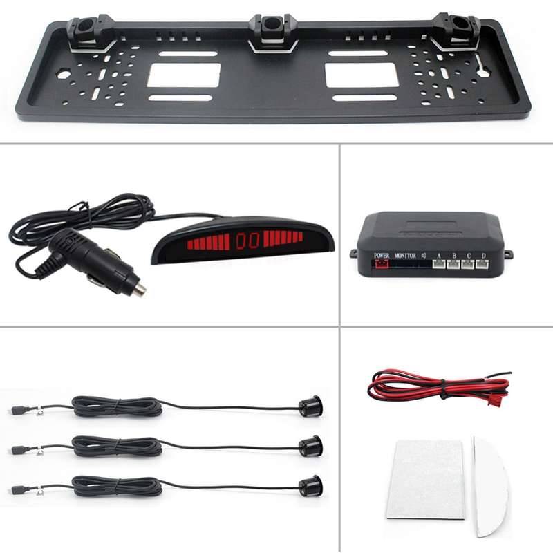 PZ300L-W Wireless Europe Car License Plate Frame Parking Sensors Reversing Radar with 3 Radar Detect