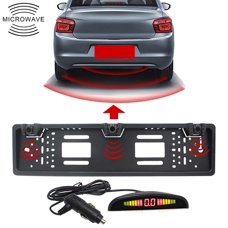 PZ300L-W Wireless Europe Car License Plate Frame Parking Sensors Reversing Radar with 3 Radar Detect